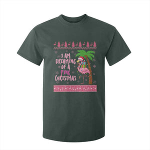 I Am Dreaming Of A Pink Christmas T Shirt For Kid Family Trip Santa Flamingo Palm Tree Ugly Xmas TS10 Dark Forest Green Print Your Wear
