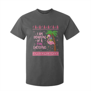I Am Dreaming Of A Pink Christmas T Shirt For Kid Family Trip Santa Flamingo Palm Tree Ugly Xmas TS10 Dark Heather Print Your Wear