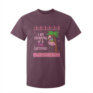 I Am Dreaming Of A Pink Christmas T Shirt For Kid Family Trip Santa Flamingo Palm Tree Ugly Xmas TS10 Maroon Print Your Wear