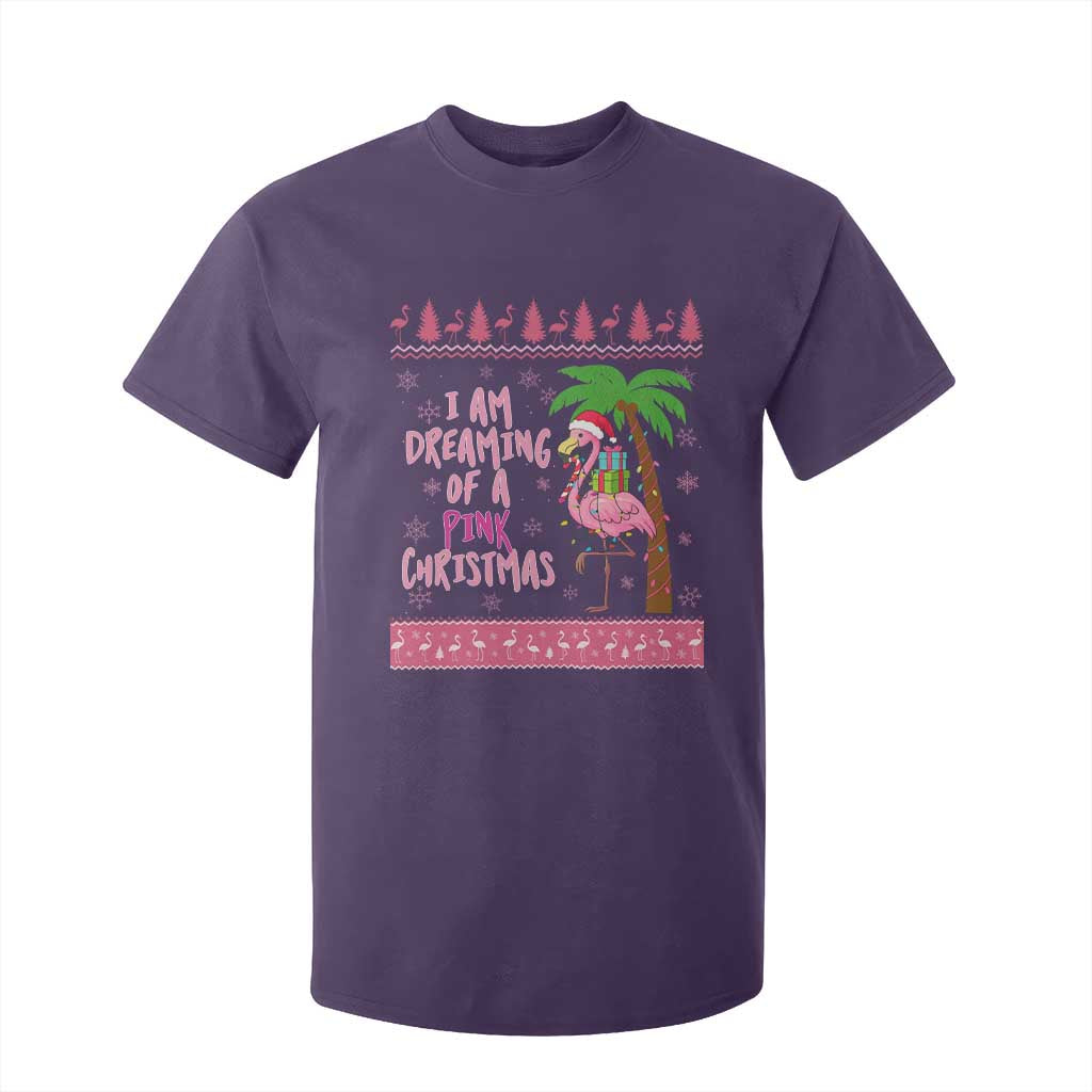 I Am Dreaming Of A Pink Christmas T Shirt For Kid Family Trip Santa Flamingo Palm Tree Ugly Xmas TS10 Purple Print Your Wear