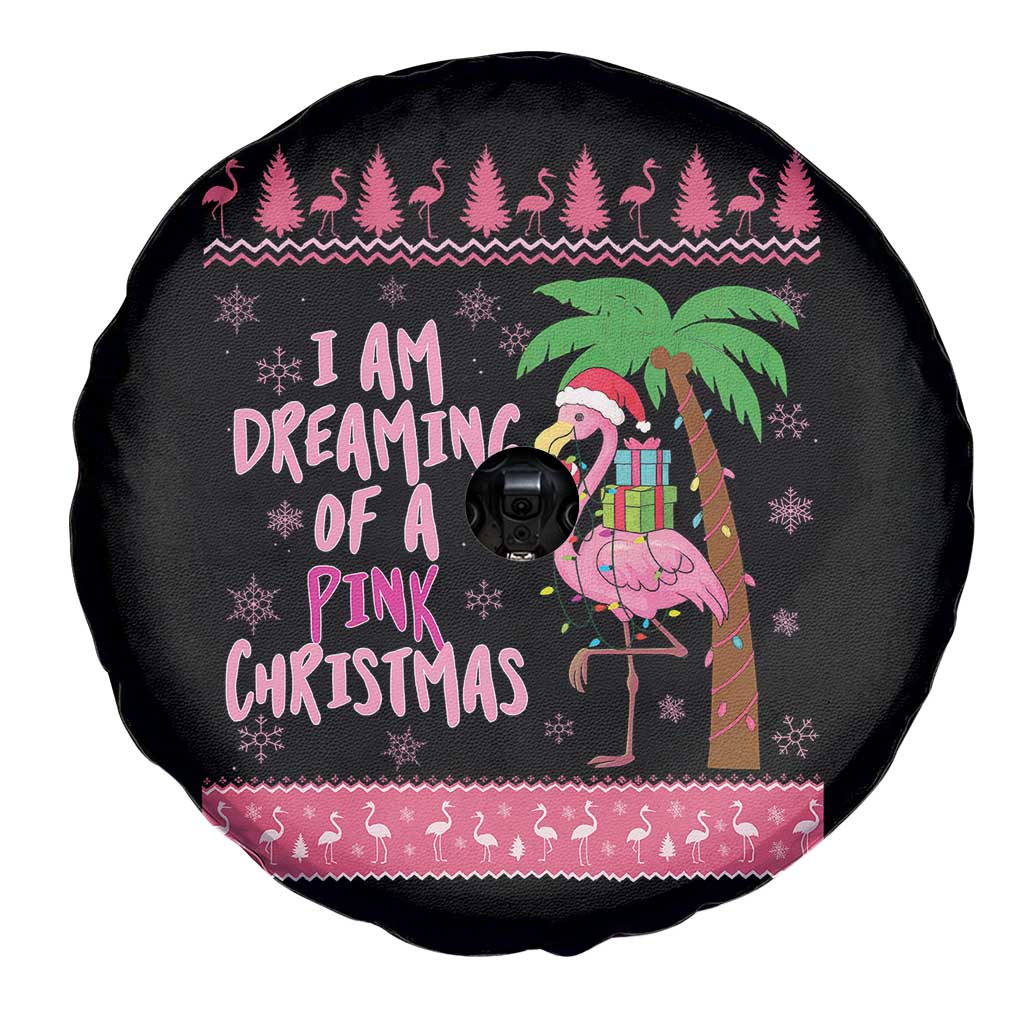 I Am Dreaming Of A Pink Christmas Spare Tire Cover Family Trip Santa Flamingo Palm Tree Ugly Xmas TS10 Print Your Wear