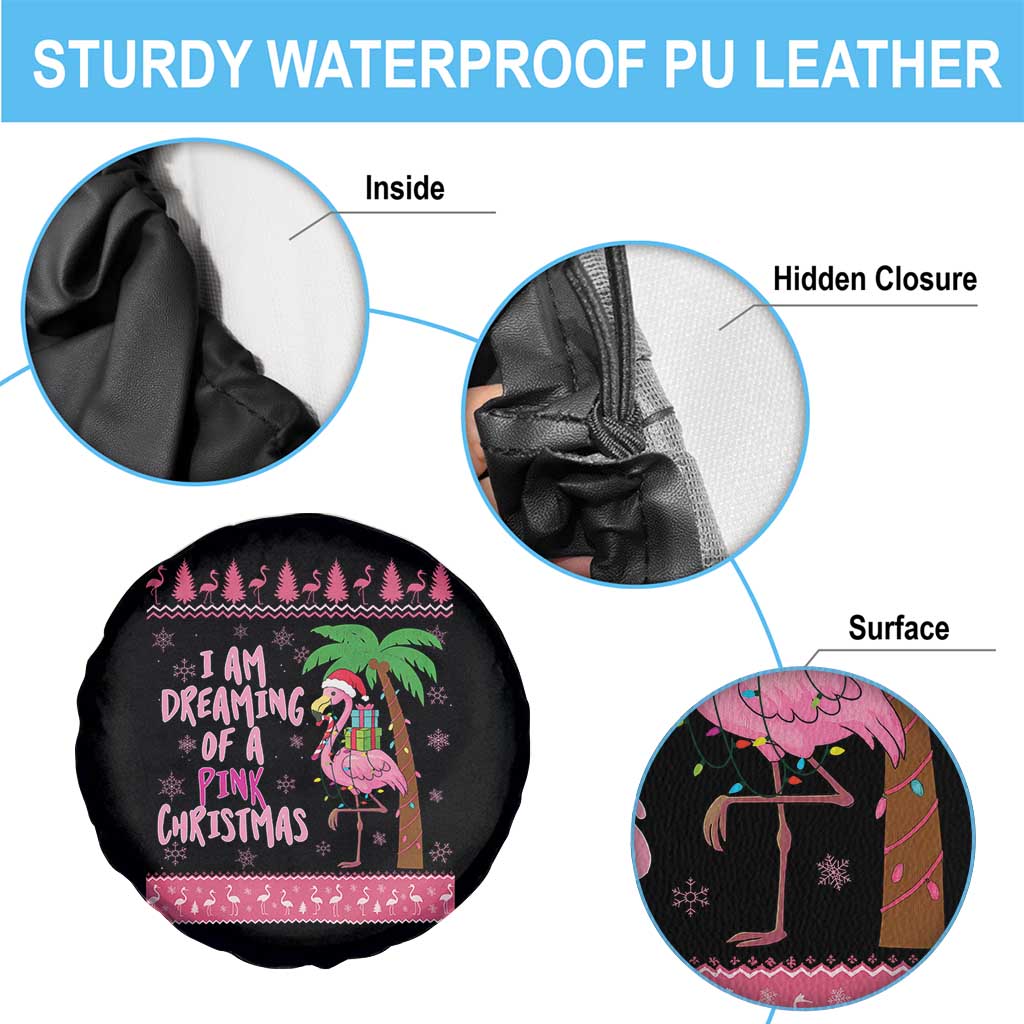 I Am Dreaming Of A Pink Christmas Spare Tire Cover Family Trip Santa Flamingo Palm Tree Ugly Xmas TS10 Print Your Wear