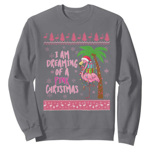 I Am Dreaming Of A Pink Christmas Sweatshirt Family Trip Santa Flamingo Palm Tree Ugly Xmas TS10 Charcoal Print Your Wear