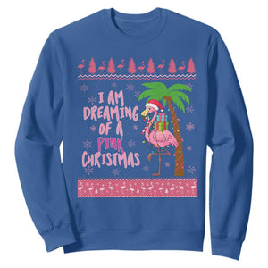 I Am Dreaming Of A Pink Christmas Sweatshirt Family Trip Santa Flamingo Palm Tree Ugly Xmas TS10 Royal Blue Print Your Wear