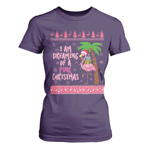 I Am Dreaming Of A Pink Christmas T Shirt For Women Family Trip Santa Flamingo Palm Tree Ugly Xmas TS10 Purple Print Your Wear