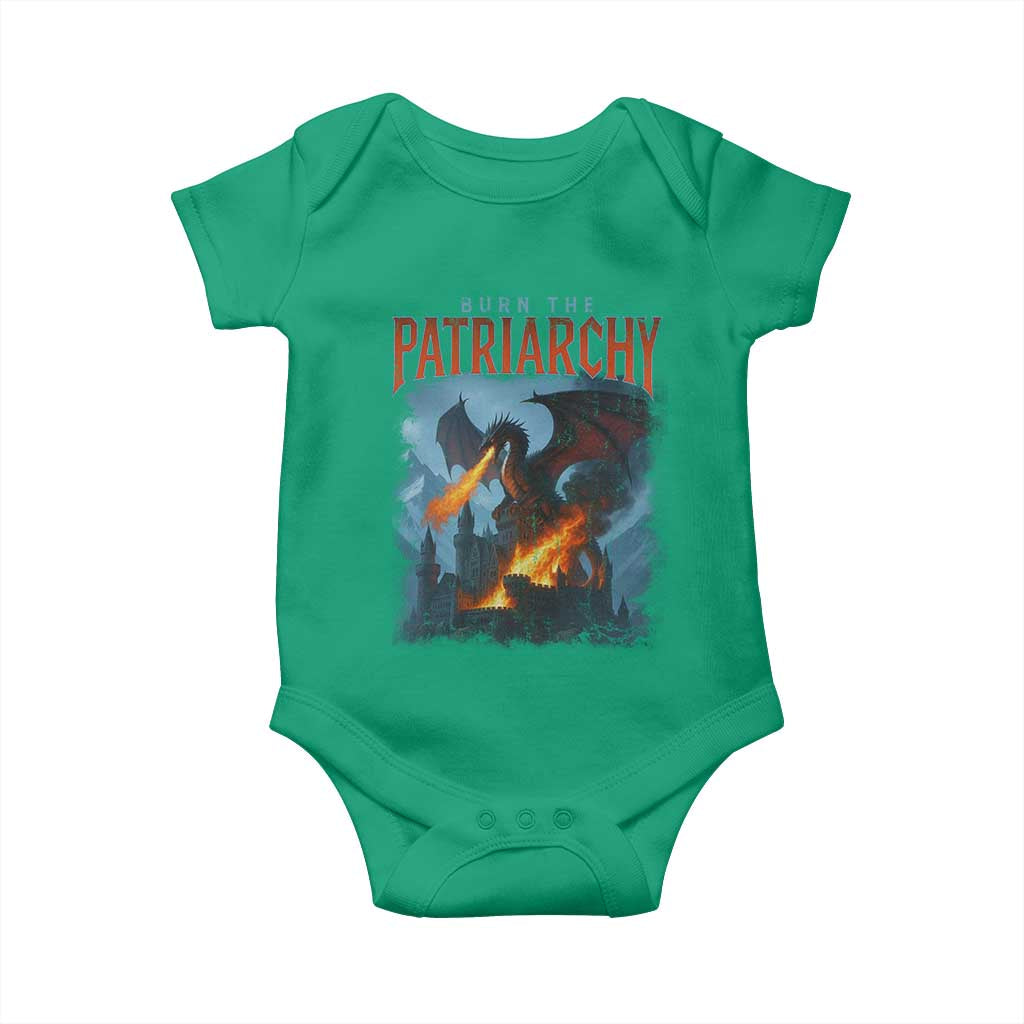 Vintage 90s Feminism Dragon Baby Onesie Burn the Patriarchy TS10 Irish Green Print Your Wear