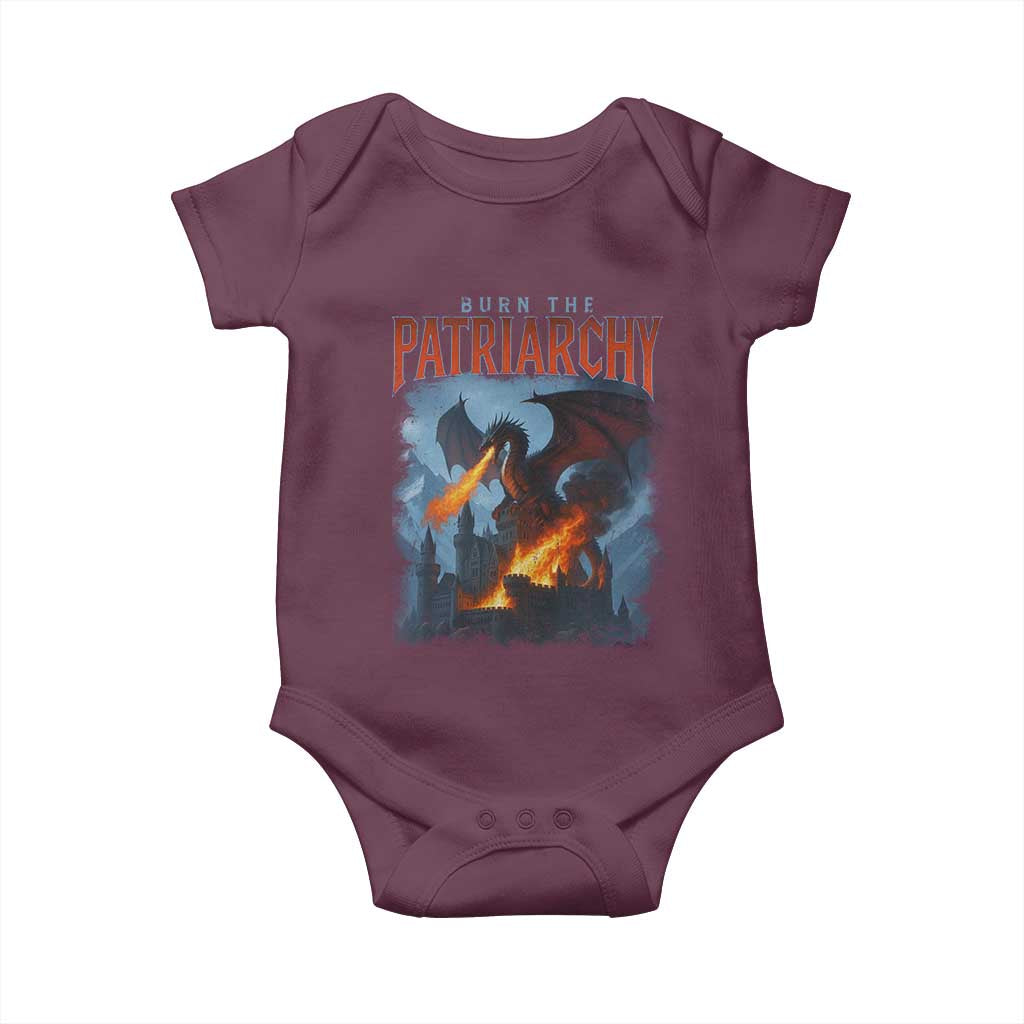 Vintage 90s Feminism Dragon Baby Onesie Burn the Patriarchy TS10 Maroon Print Your Wear