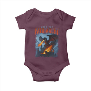Vintage 90s Feminism Dragon Baby Onesie Burn the Patriarchy TS10 Maroon Print Your Wear