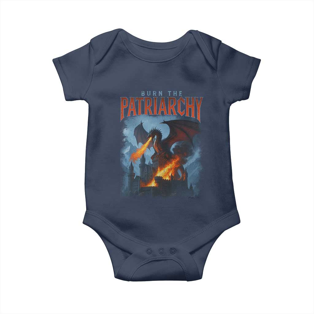 Vintage 90s Feminism Dragon Baby Onesie Burn the Patriarchy TS10 Navy Print Your Wear