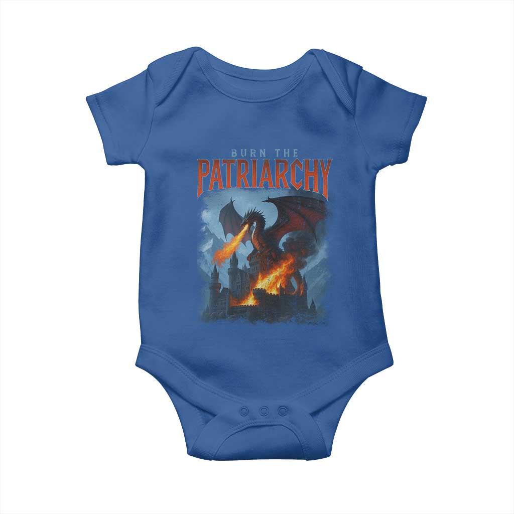 Vintage 90s Feminism Dragon Baby Onesie Burn the Patriarchy TS10 Royal Blue Print Your Wear