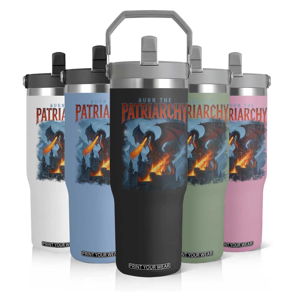 Vintage 90s Feminism Dragon Flip Straw Tumbler Burn the Patriarchy TS10 Print Your Wear