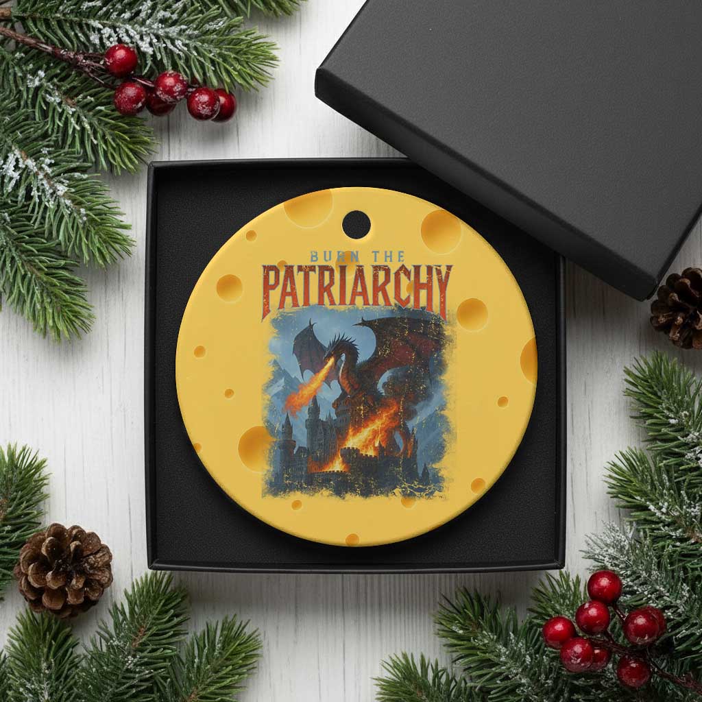 Vintage 90s Feminism Dragon Ceramic Ornament Burn the Patriarchy TS10 1pc Yellow Cheese Print Your Wear