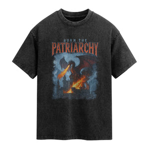 Vintage 90s Feminism Dragon Washed Cotton T-Shirt Burn the Patriarchy