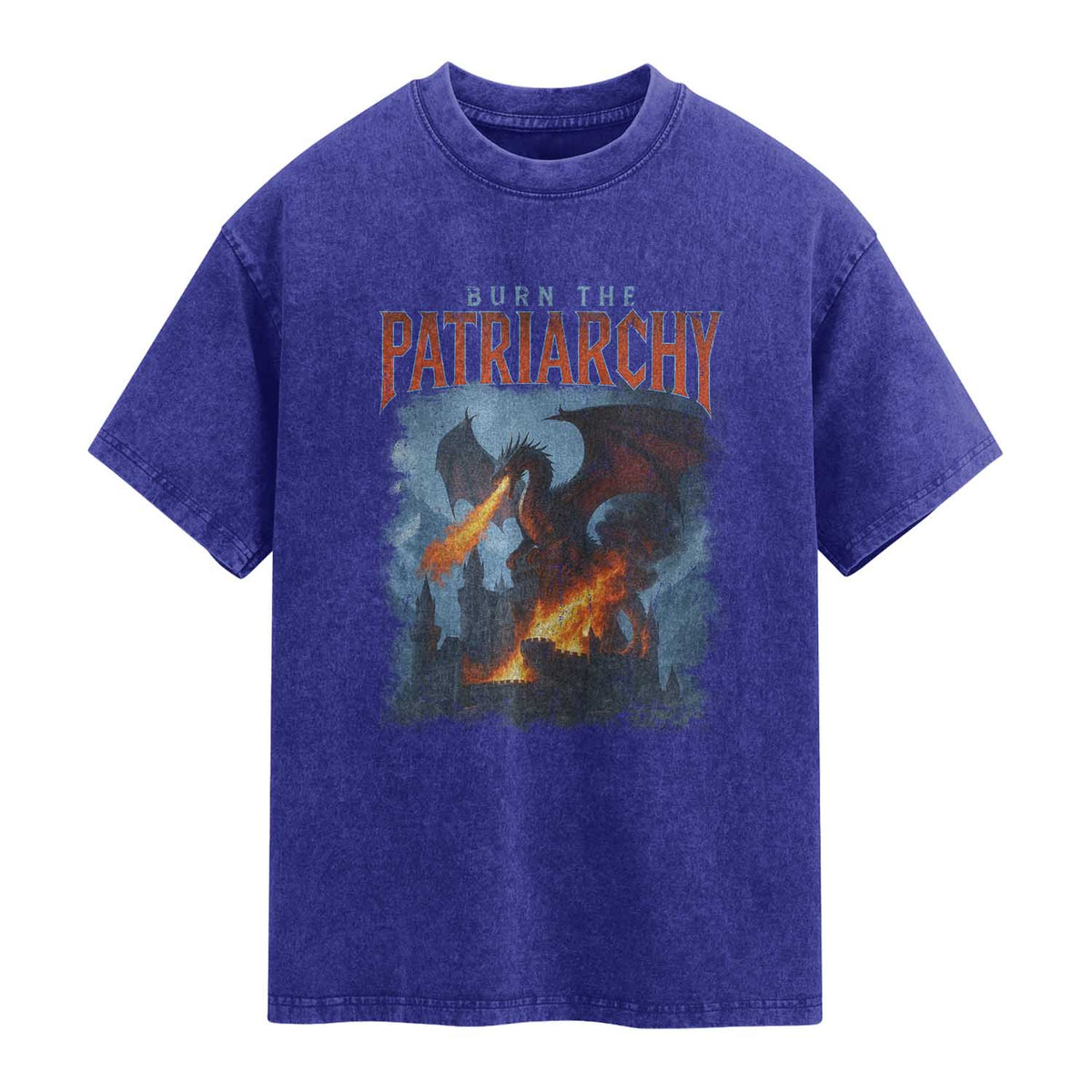 Vintage 90s Feminism Dragon Washed Cotton T-Shirt Burn the Patriarchy