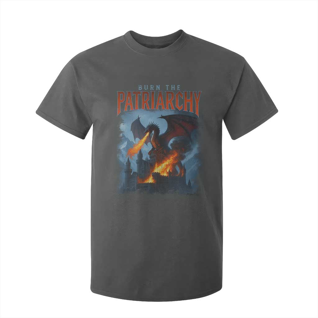 Vintage 90s Feminism Dragon T Shirt For Kid Burn the Patriarchy TS10 Dark Heather Print Your Wear