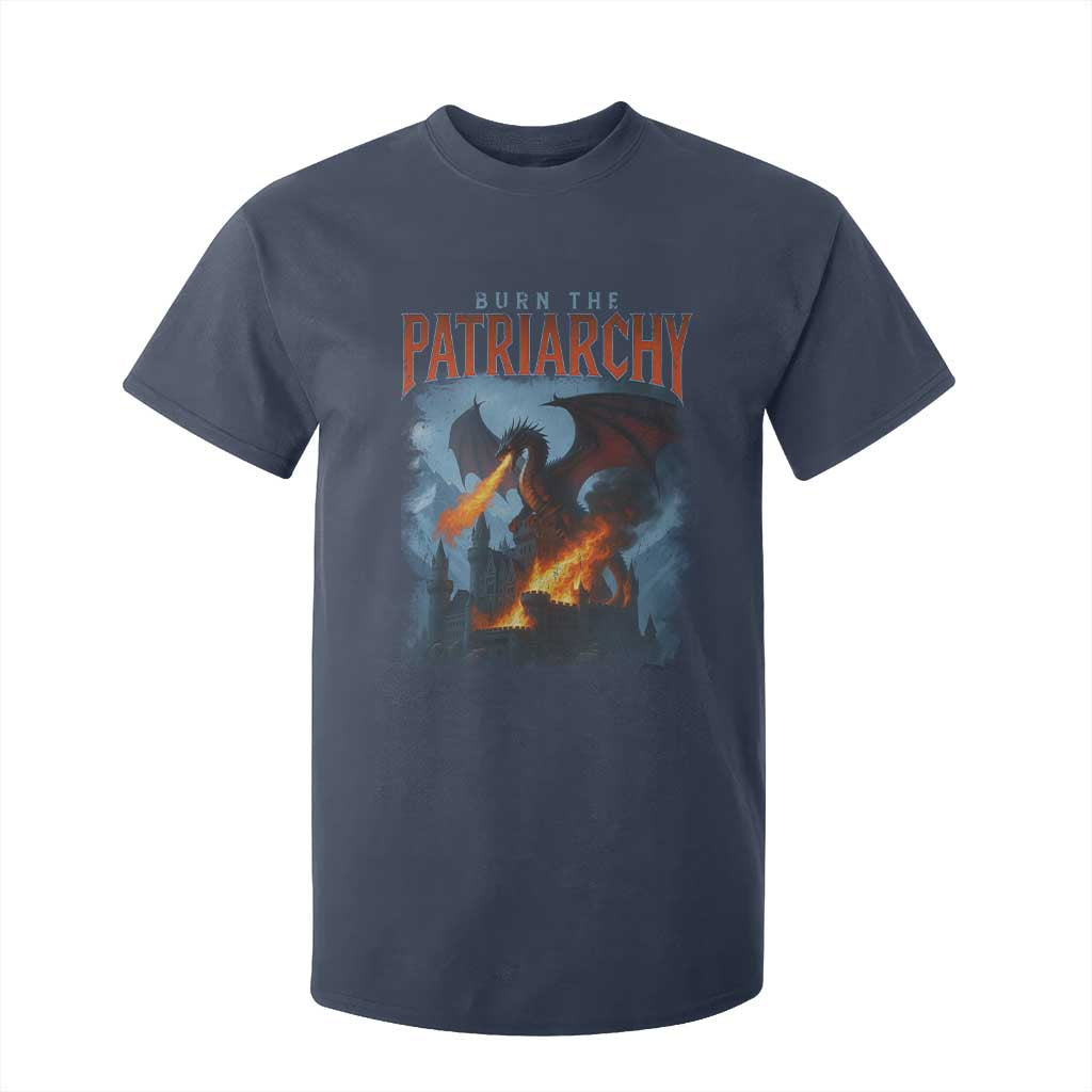 Vintage 90s Feminism Dragon T Shirt For Kid Burn the Patriarchy TS10 Navy Print Your Wear