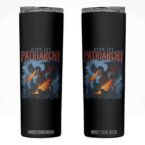 Vintage 90s Feminism Dragon Skinny Tumbler Burn the Patriarchy TS10 Black Print Your Wear