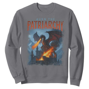 Vintage 90s Feminism Dragon Sweatshirt Burn the Patriarchy TS10 Charcoal Print Your Wear