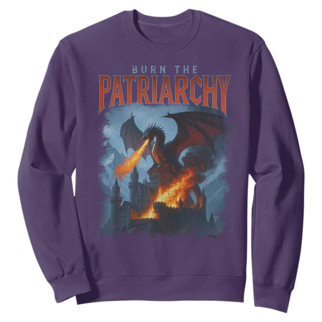 Vintage 90s Feminism Dragon Sweatshirt Burn the Patriarchy TS10 Purple Print Your Wear