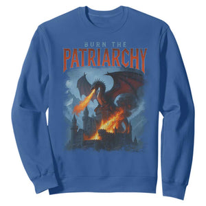 Vintage 90s Feminism Dragon Sweatshirt Burn the Patriarchy TS10 Royal Blue Print Your Wear