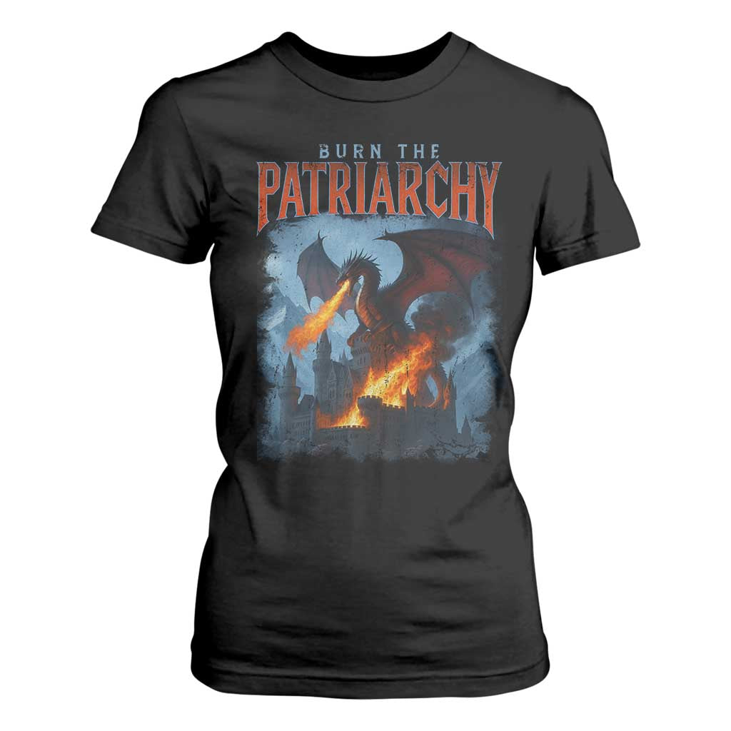 Vintage 90s Feminism Dragon T Shirt For Women Burn the Patriarchy TS10 Black Print Your Wear