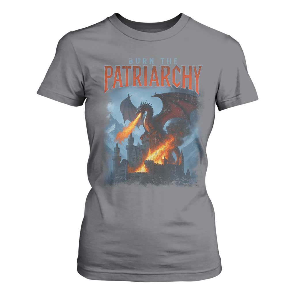 Vintage 90s Feminism Dragon T Shirt For Women Burn the Patriarchy TS10 Charcoal Print Your Wear