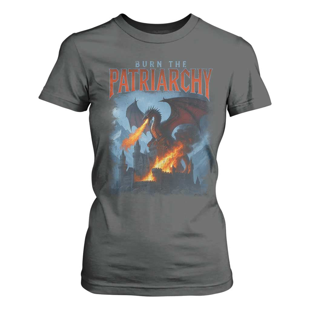 Vintage 90s Feminism Dragon T Shirt For Women Burn the Patriarchy TS10 Dark Heather Print Your Wear