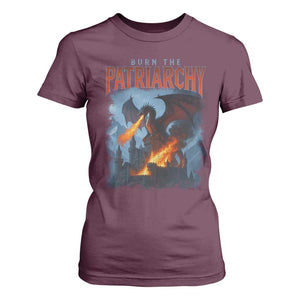 Vintage 90s Feminism Dragon T Shirt For Women Burn the Patriarchy TS10 Maroon Print Your Wear
