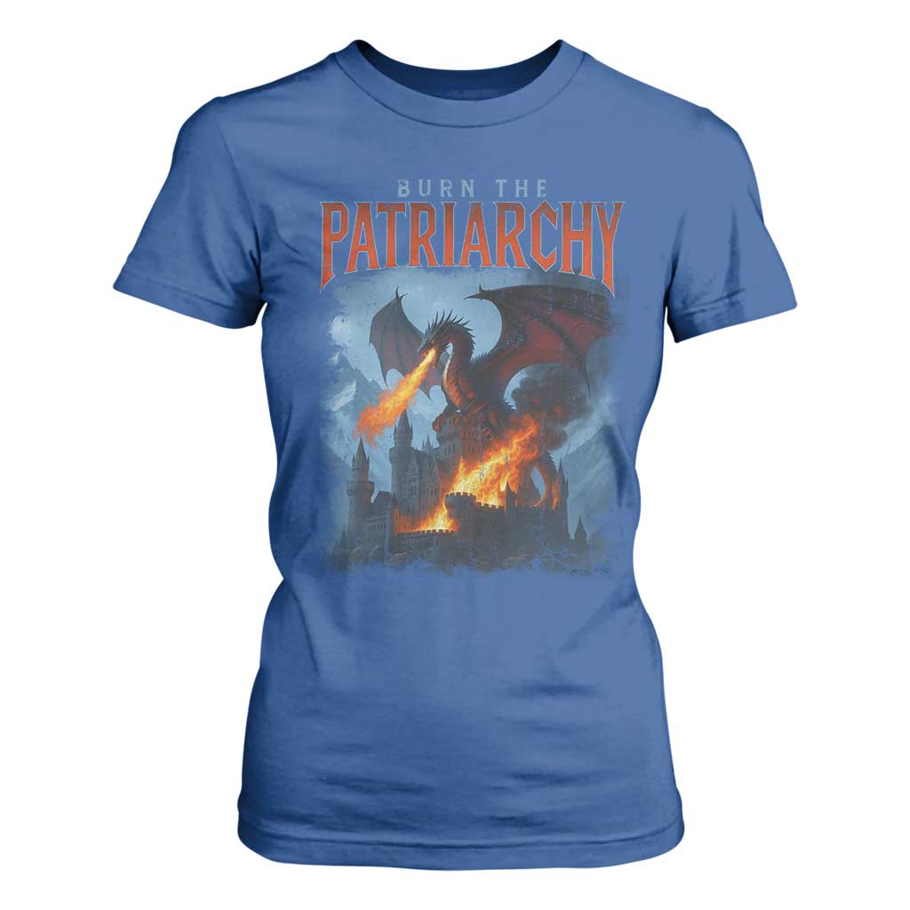 Vintage 90s Feminism Dragon T Shirt For Women Burn the Patriarchy TS10 Royal Blue Print Your Wear