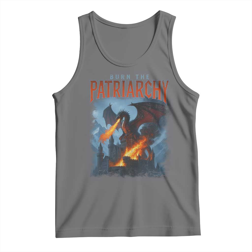 Vintage 90s Feminism Dragon Tank Top Burn the Patriarchy TS10 Black Heather Print Your Wear