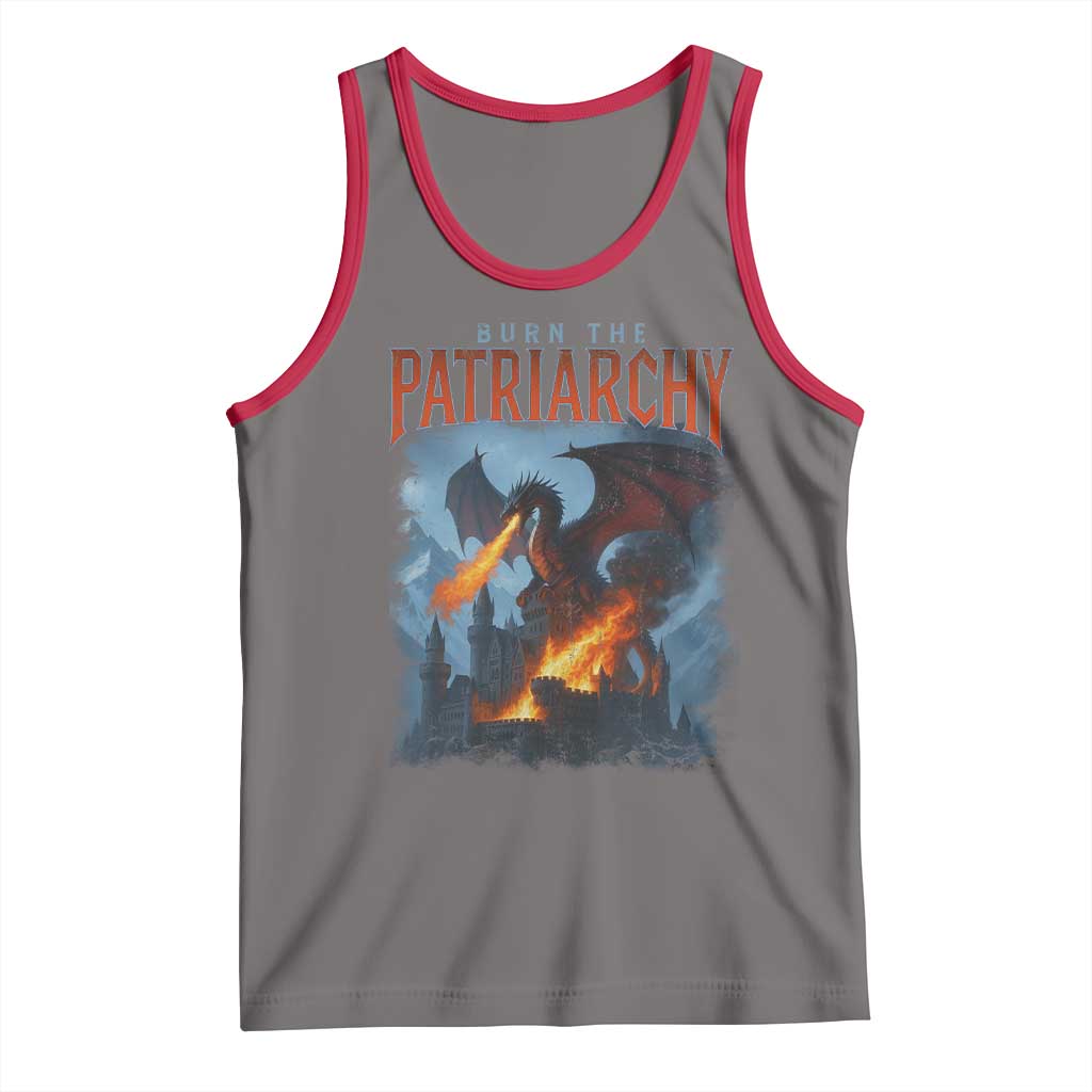 Vintage 90s Feminism Dragon Tank Top Burn the Patriarchy TS10 Deep Heather Red Print Your Wear