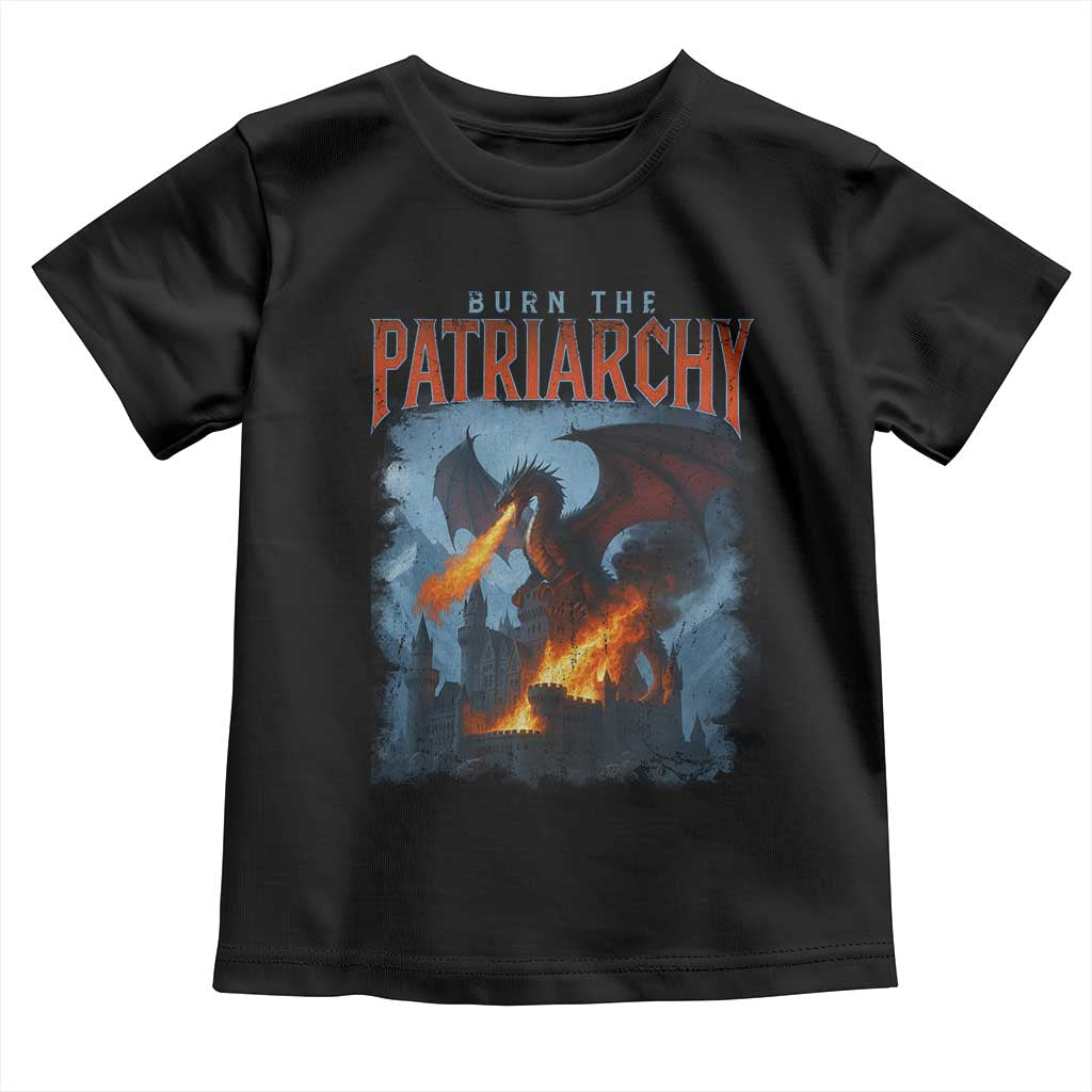 Vintage 90s Feminism Dragon Toddler T Shirt Burn the Patriarchy TS10 Black Print Your Wear