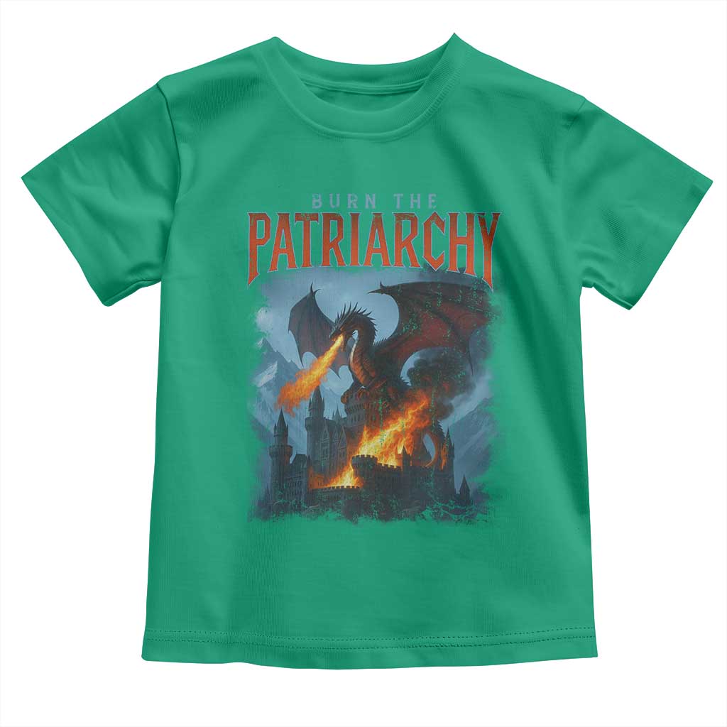 Vintage 90s Feminism Dragon Toddler T Shirt Burn the Patriarchy TS10 Irish Green Print Your Wear