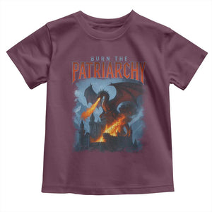 Vintage 90s Feminism Dragon Toddler T Shirt Burn the Patriarchy TS10 Maroon Print Your Wear