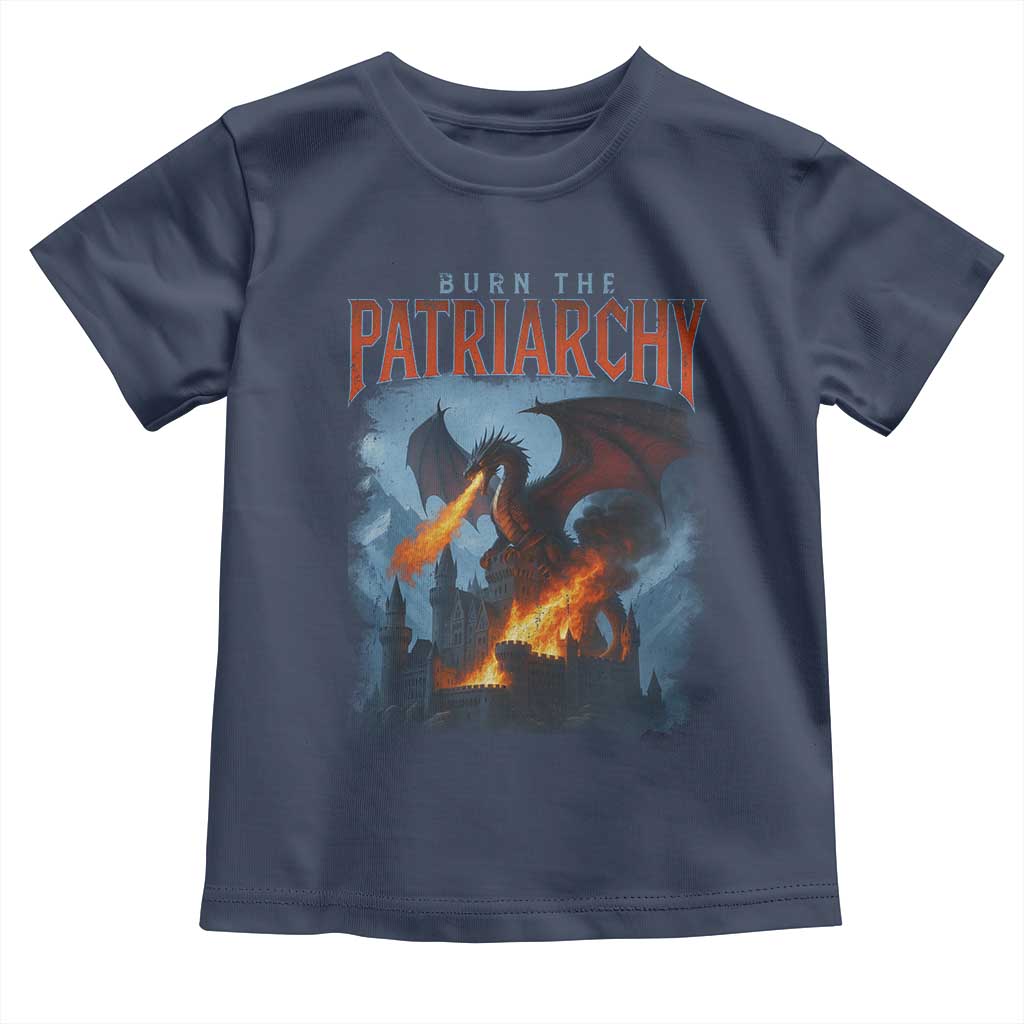 Vintage 90s Feminism Dragon Toddler T Shirt Burn the Patriarchy TS10 Navy Print Your Wear