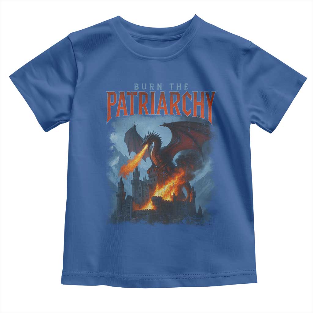 Vintage 90s Feminism Dragon Toddler T Shirt Burn the Patriarchy TS10 Royal Blue Print Your Wear