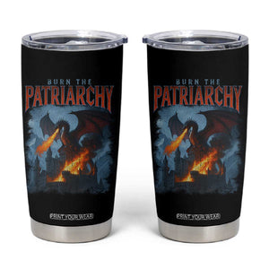 Vintage 90s Feminism Dragon Tumbler Cup Burn the Patriarchy TS10 Black Print Your Wear
