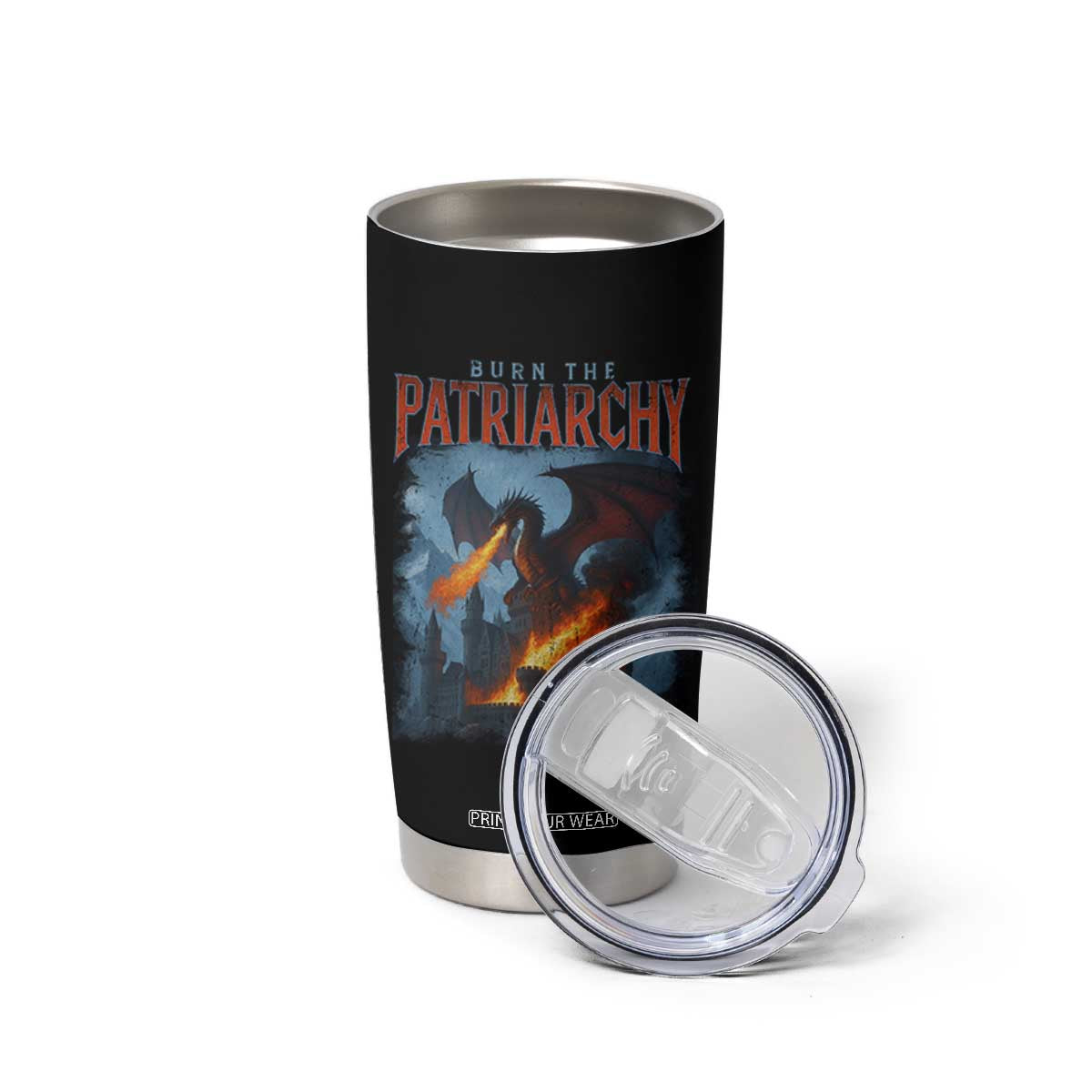 Vintage 90s Feminism Dragon Tumbler Cup Burn the Patriarchy TS10 Print Your Wear