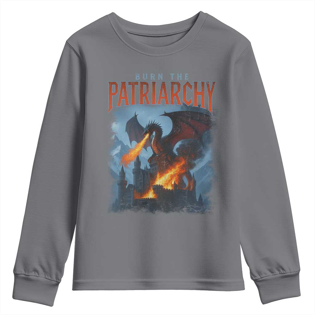 Vintage 90s Feminism Dragon Youth Sweatshirt Burn the Patriarchy TS10 Charcoal Print Your Wear