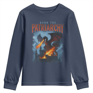 Vintage 90s Feminism Dragon Youth Sweatshirt Burn the Patriarchy TS10 Navy Print Your Wear