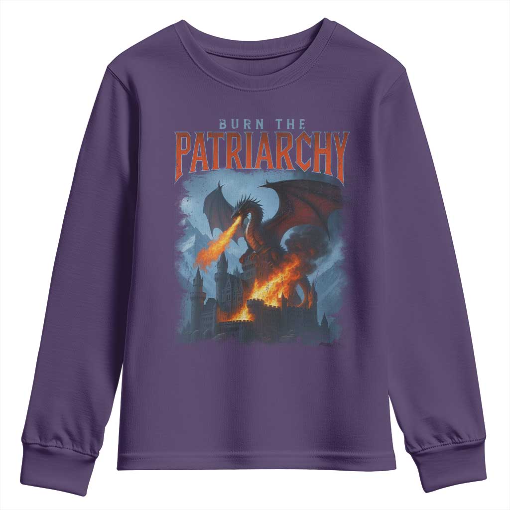 Vintage 90s Feminism Dragon Youth Sweatshirt Burn the Patriarchy TS10 Purple Print Your Wear