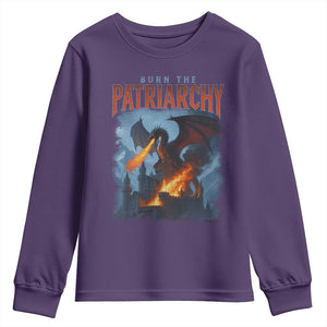 Vintage 90s Feminism Dragon Youth Sweatshirt Burn the Patriarchy TS10 Purple Print Your Wear