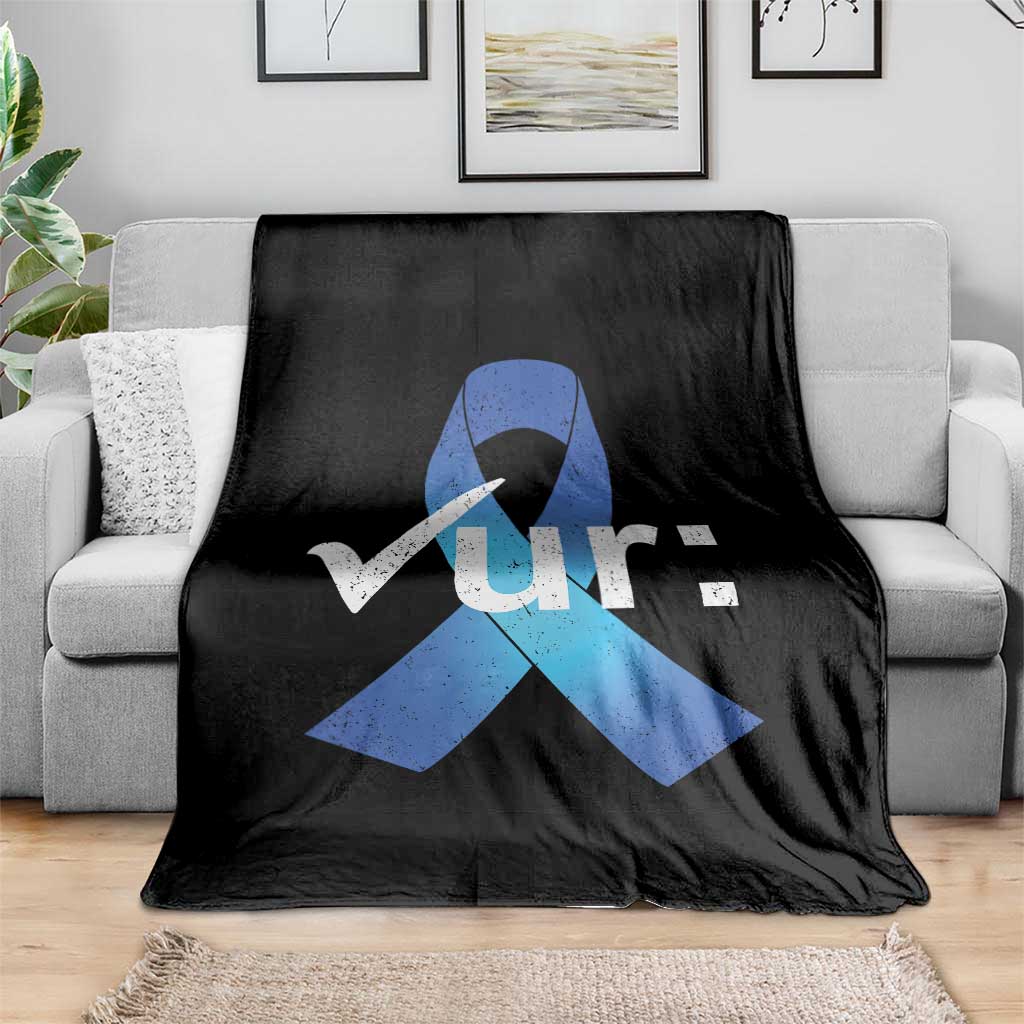 Colon Cancer Awareness Throw Blanket Blue Ribbon Colonoscopy Colorectal TS10 Print Your Wear