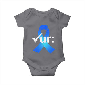 Colon Cancer Awareness Baby Onesie Blue Ribbon Colonoscopy Colorectal TS10 Charcoal Print Your Wear