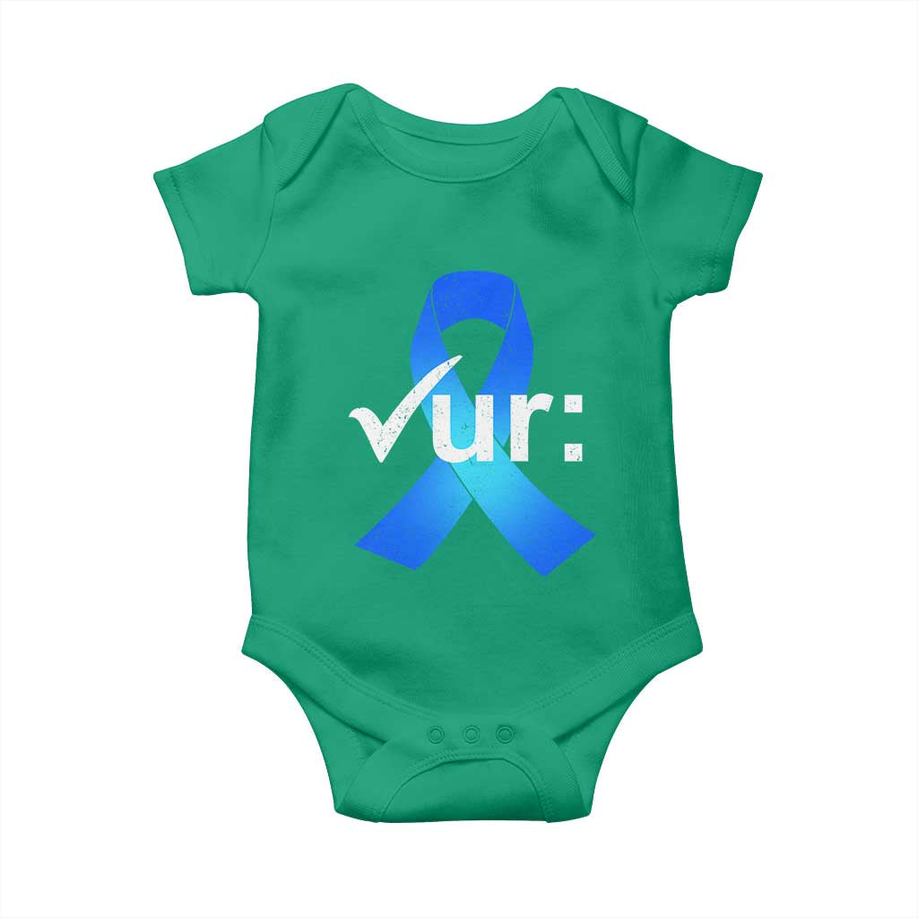 Colon Cancer Awareness Baby Onesie Blue Ribbon Colonoscopy Colorectal TS10 Irish Green Print Your Wear