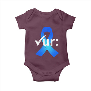 Colon Cancer Awareness Baby Onesie Blue Ribbon Colonoscopy Colorectal TS10 Maroon Print Your Wear