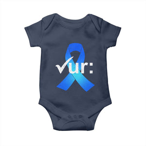 Colon Cancer Awareness Baby Onesie Blue Ribbon Colonoscopy Colorectal TS10 Navy Print Your Wear