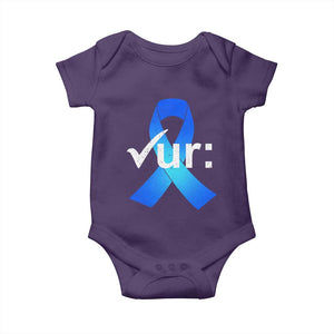Colon Cancer Awareness Baby Onesie Blue Ribbon Colonoscopy Colorectal TS10 Purple Print Your Wear