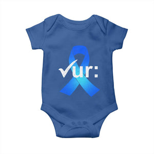 Colon Cancer Awareness Baby Onesie Blue Ribbon Colonoscopy Colorectal TS10 Royal Blue Print Your Wear