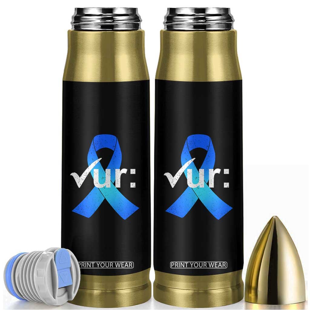 Colon Cancer Awareness Bullet Tumbler Blue Ribbon Colonoscopy Colorectal TS10 Black Print Your Wear
